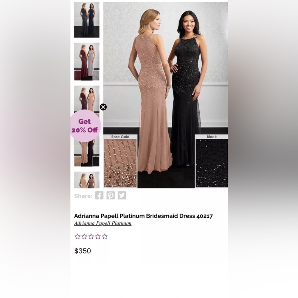 Adrianna Papell Platinum Gown 40217 Black Size 20W Beaded Gown Bridesmaid Dress